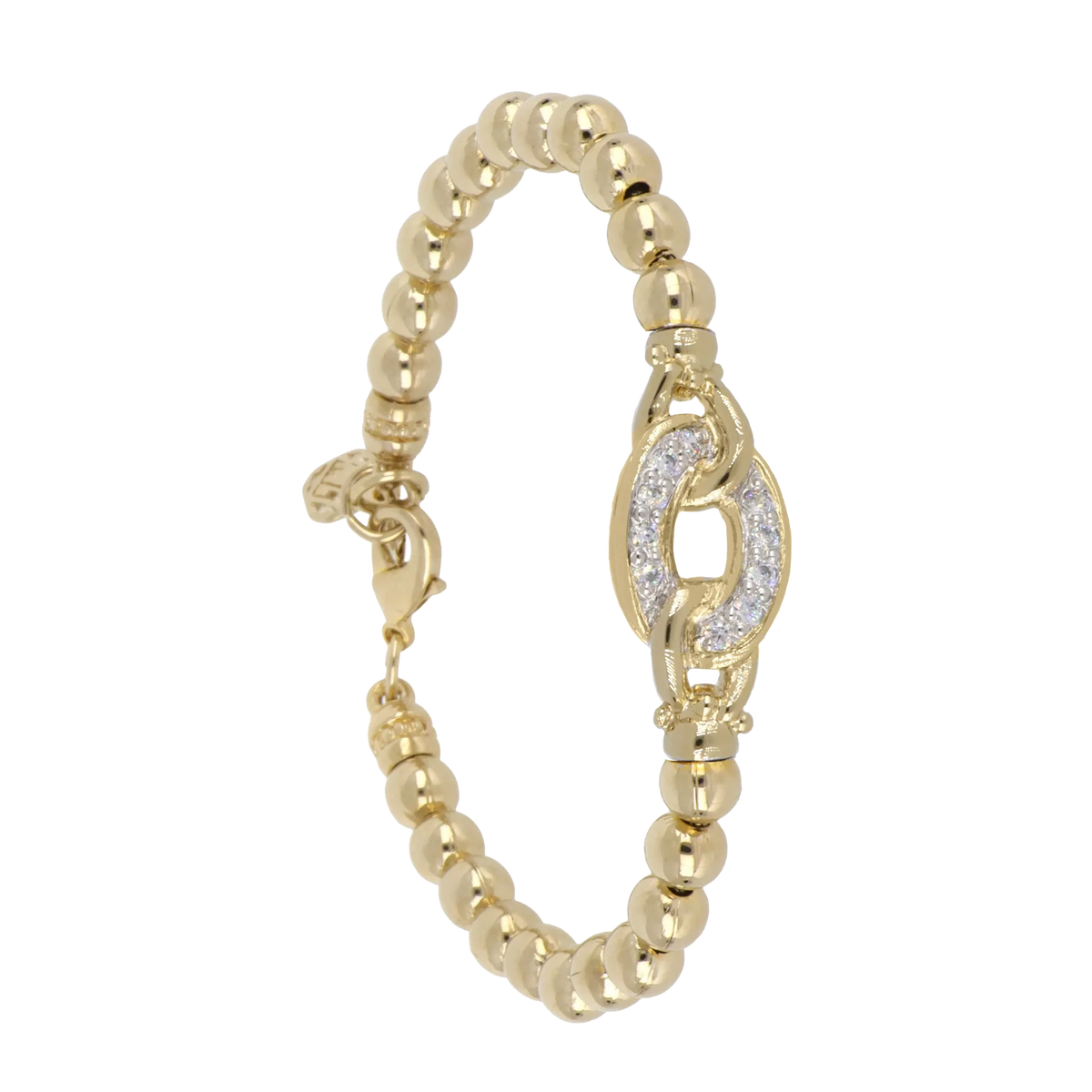 Beaded Collection Oval CZ Bracelet Gold 6.25"