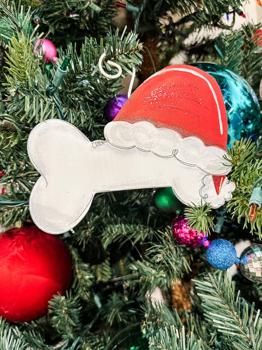 Dog Bone Santa Ornament
