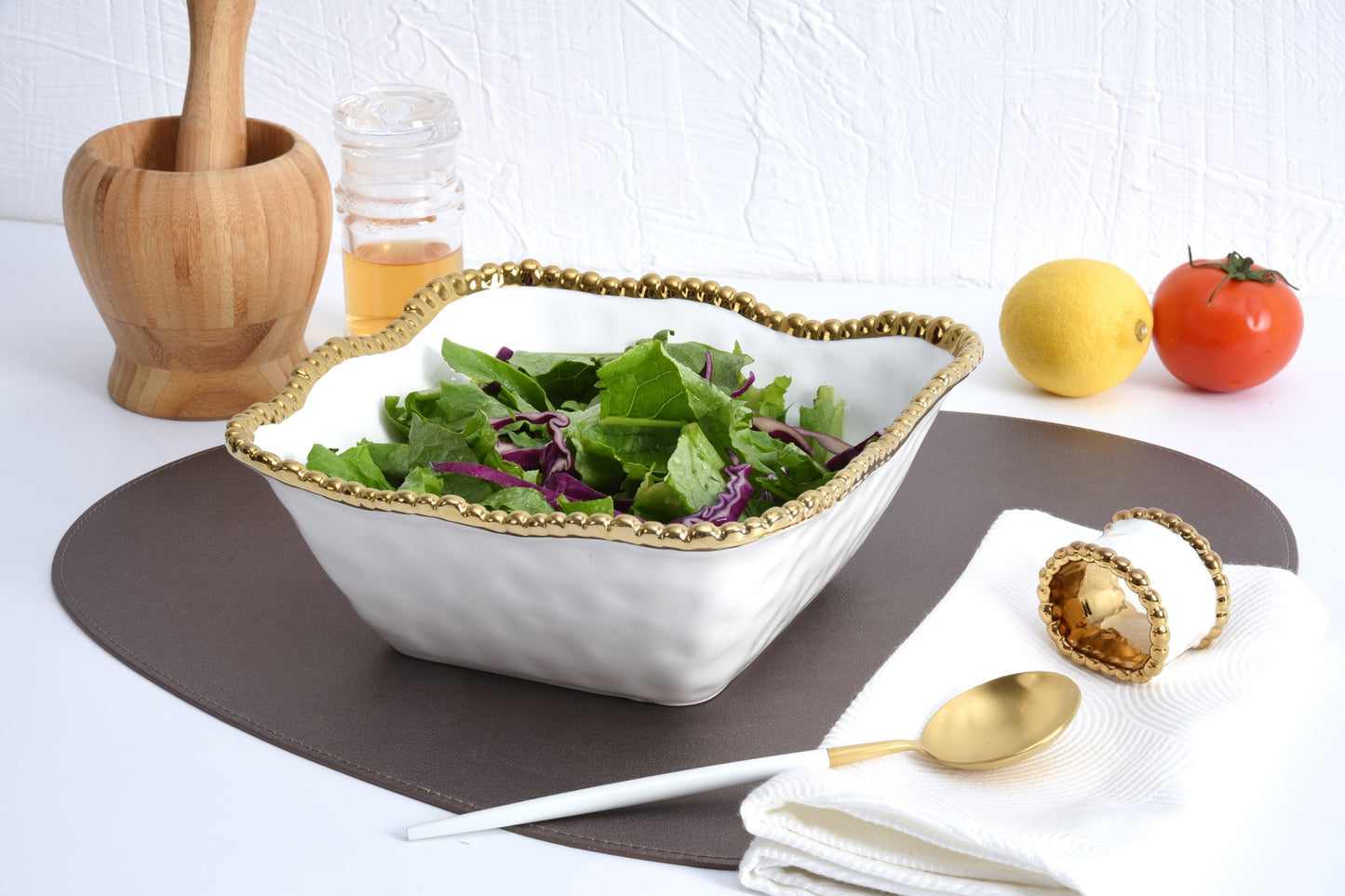 Medum Square Salad Bowl Golden Selerno