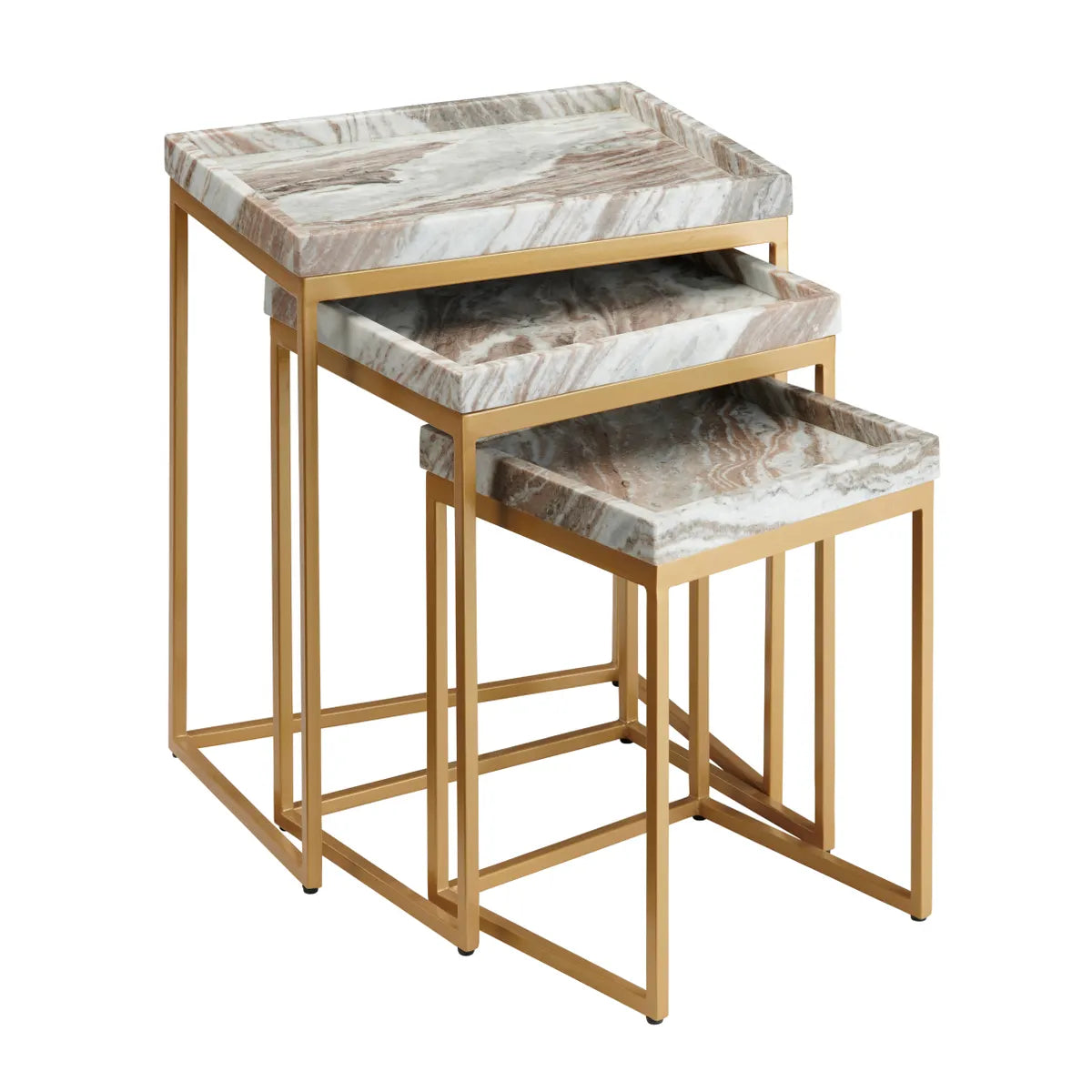 Torrento Marble and Gold Nesting Tables