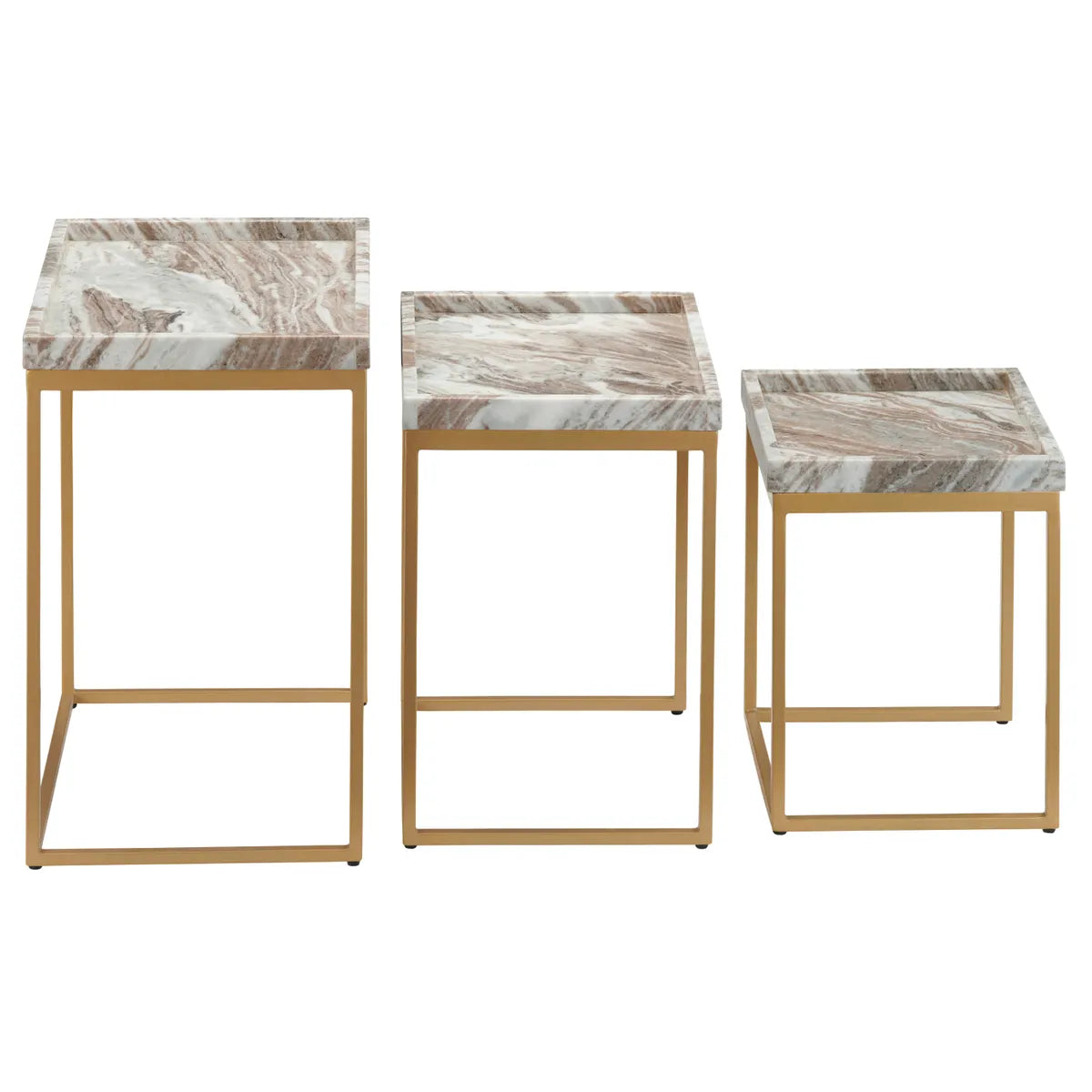 Torrento Marble and Gold Nesting Tables