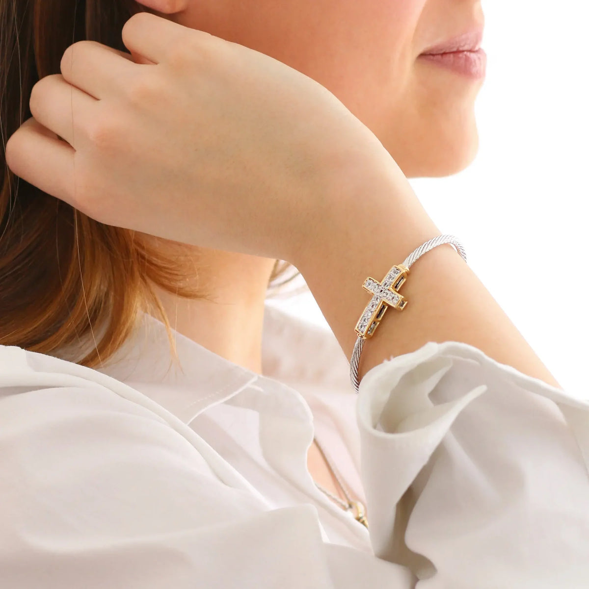 Cross Wire Cuff Bracelet