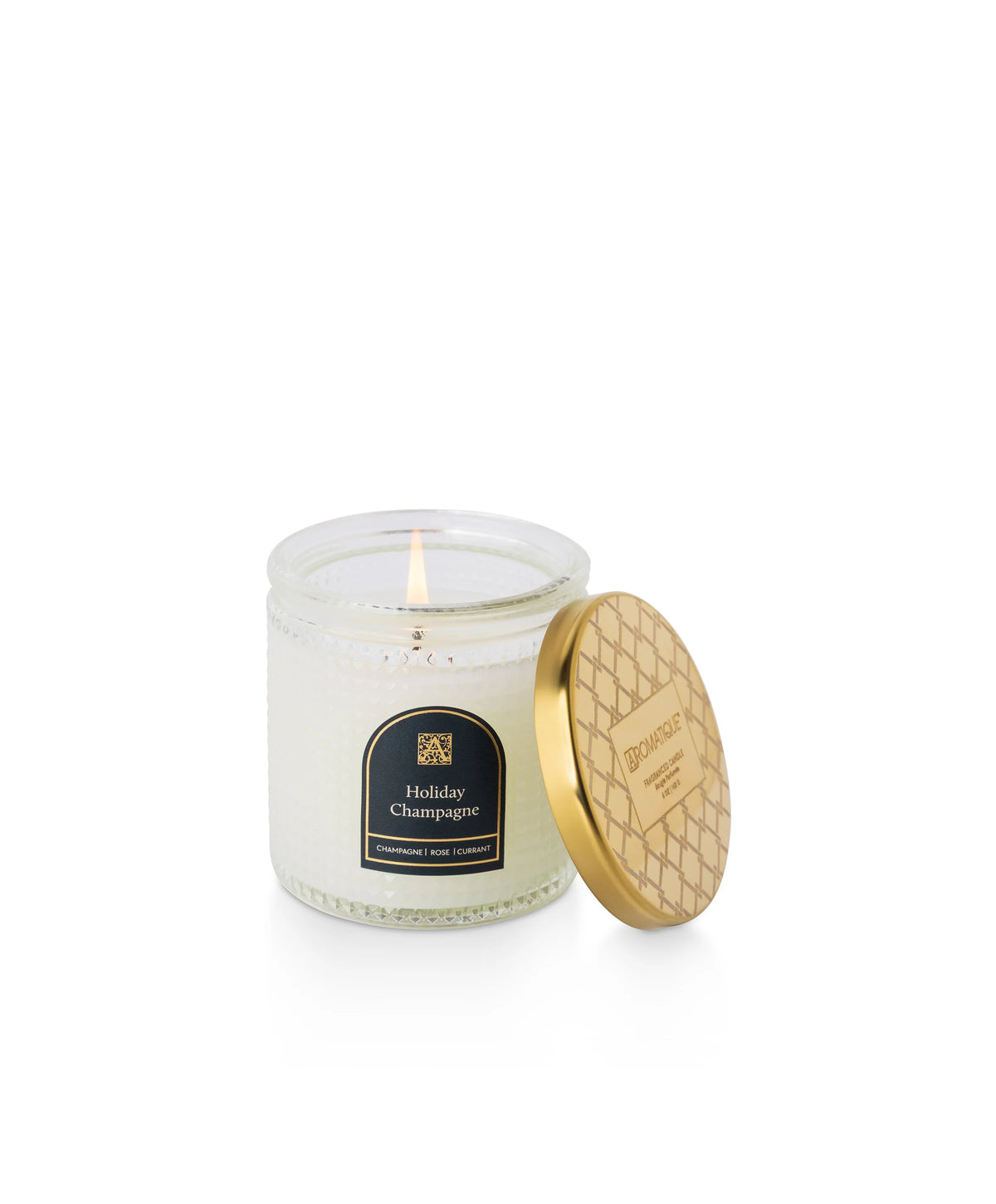 Holiday Champagne Textured Glass Candle