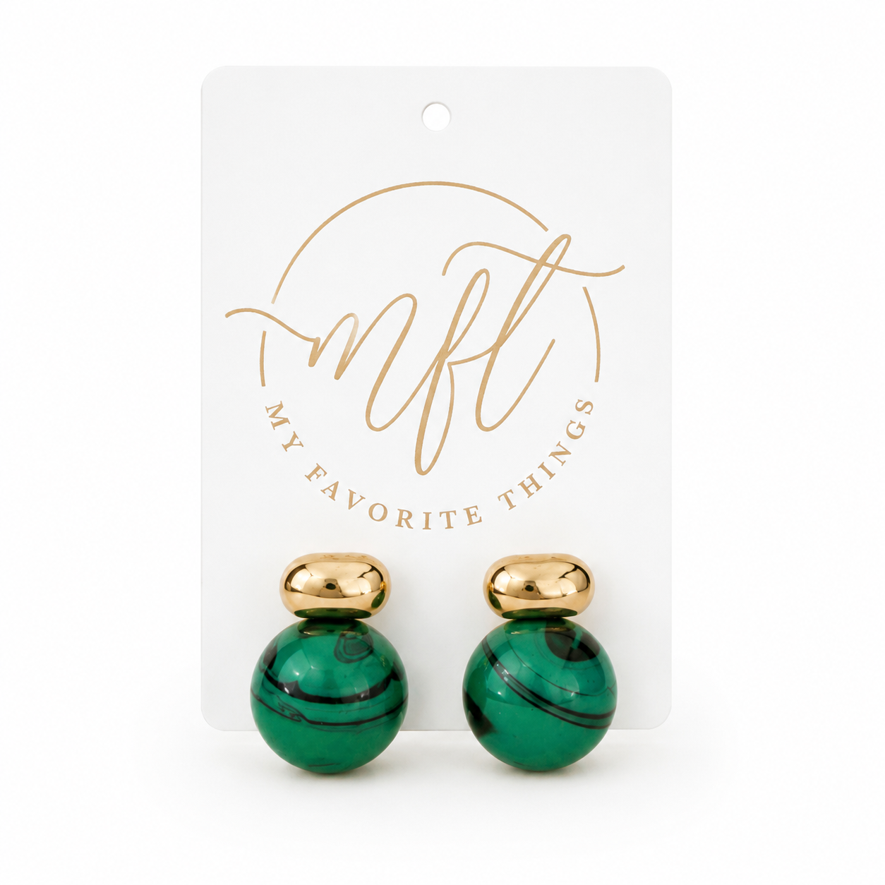Emerald Marble Statement Earrings