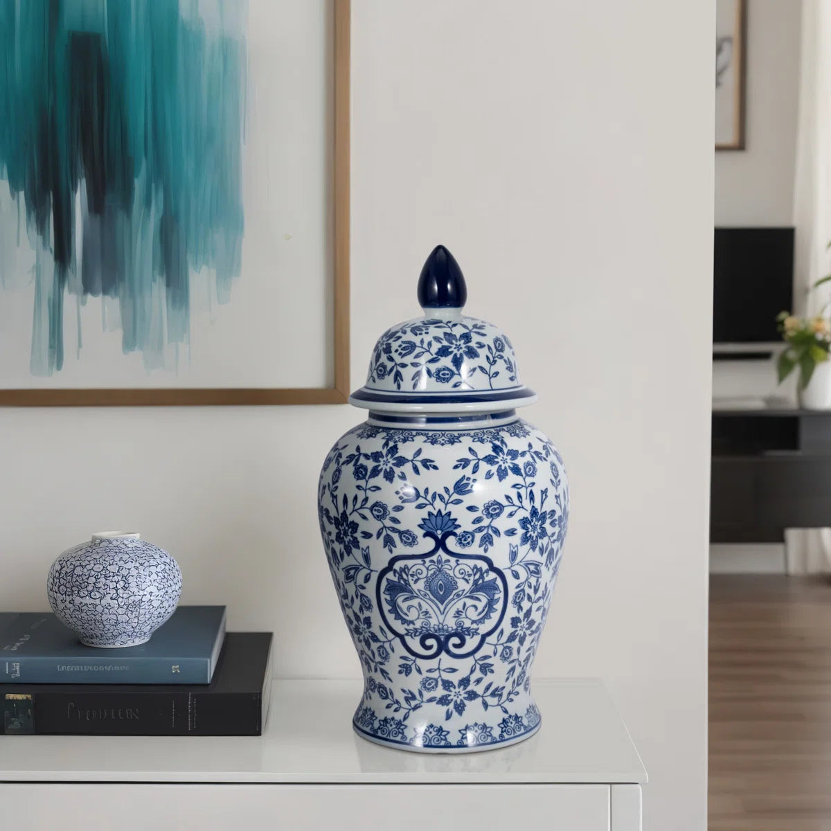 White/Blue Temple Jar