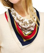 Horsebit Print Silky Bandana - Navy