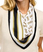 Horsebit Print Silky Bandana - Black