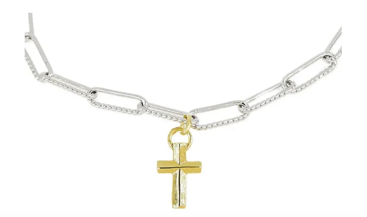 Diamante Cross Necklace 16"
