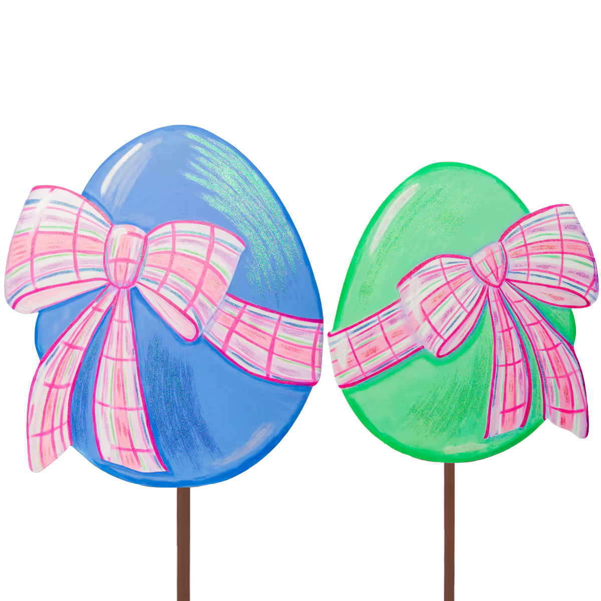 Periwinkle & Green Eggs with Plaid Bows