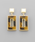 Tortoise Gold Square Earrings