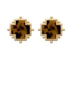 Dotted Cross Tortoise Gold Earrings