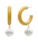 Gold and Pearl Hoop Earrings