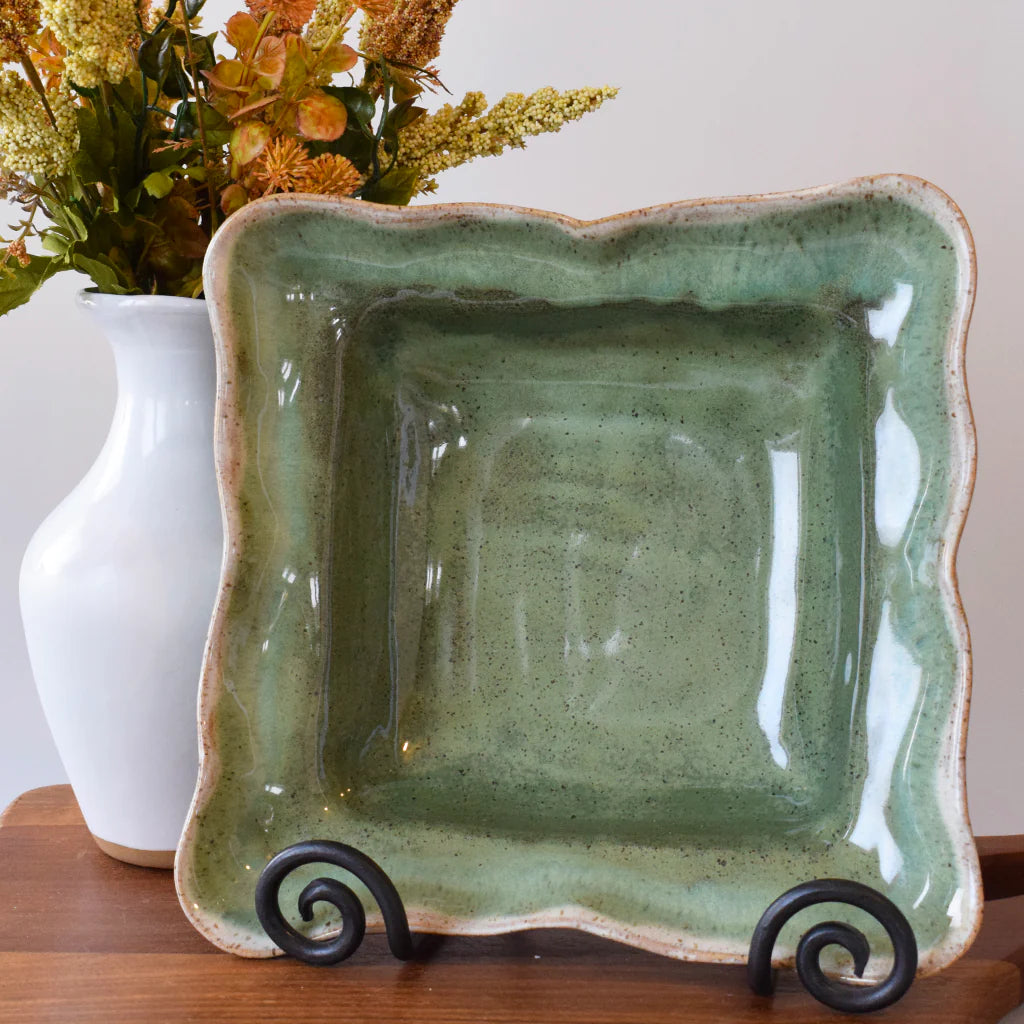 Matcha Leaf Square Ruffled Bowl