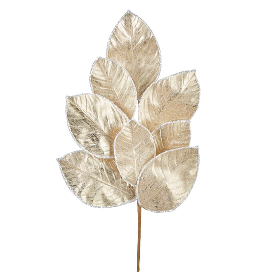27" Glittered Magnolia Leaf Spray