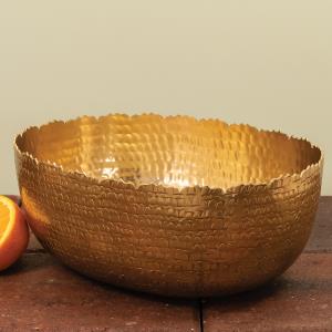 Gold Hammered Oval Bowl