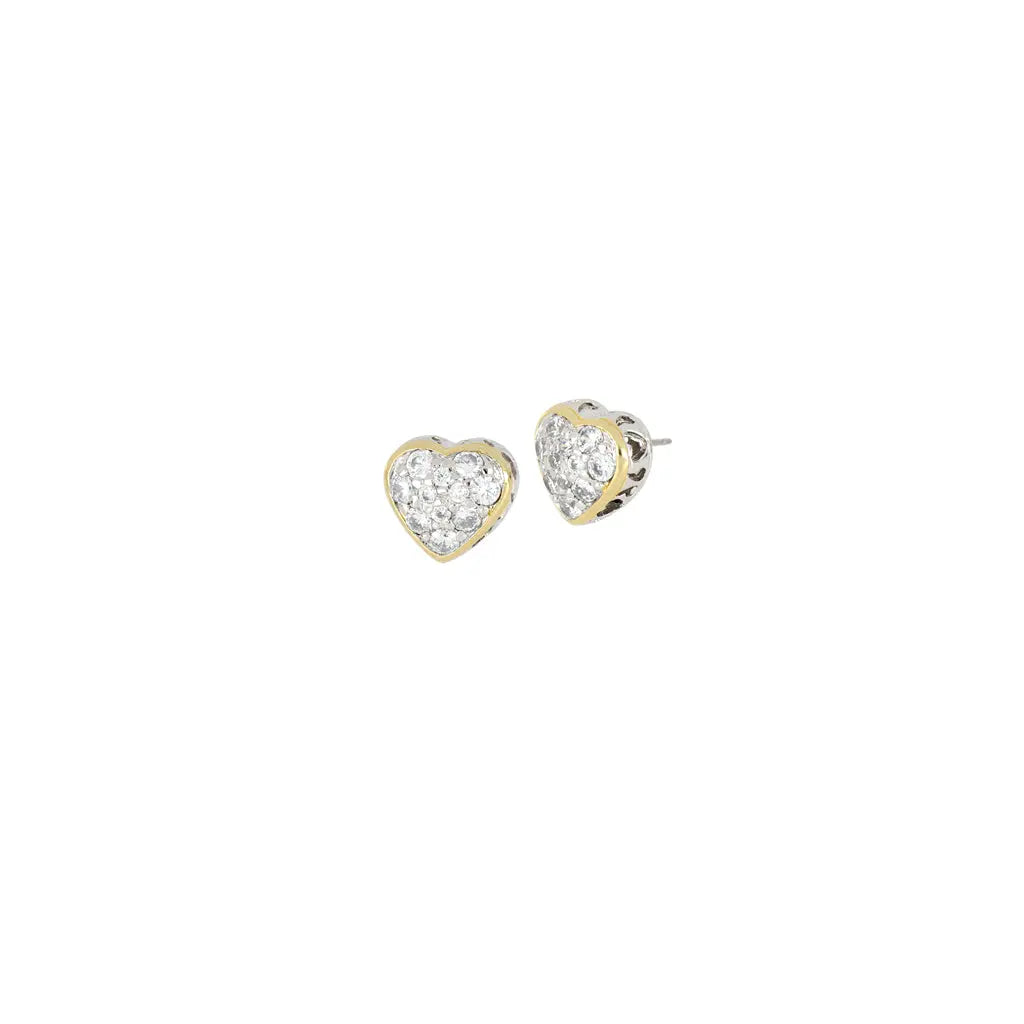CZ Heart Stud Earrings