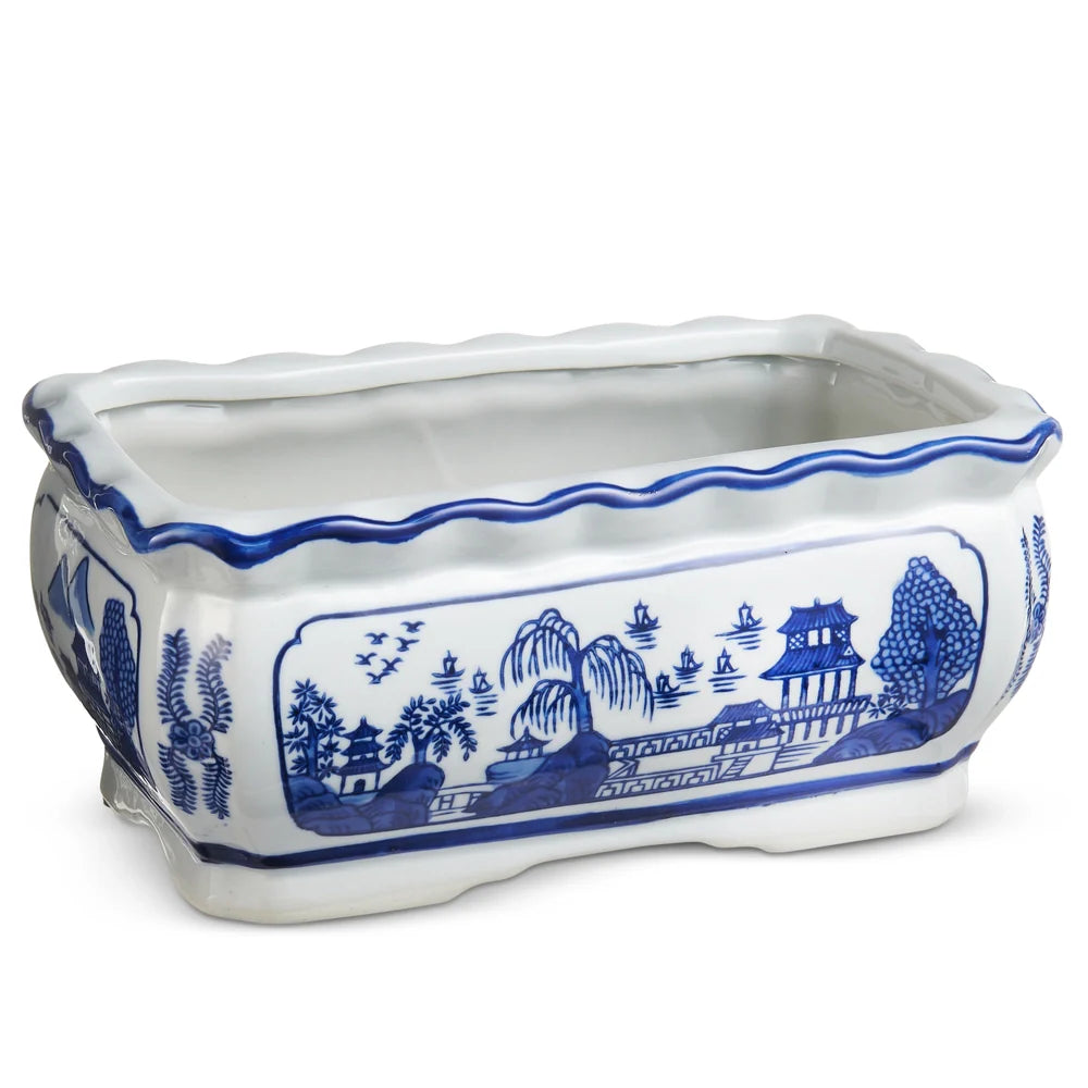 Blue and White Planter