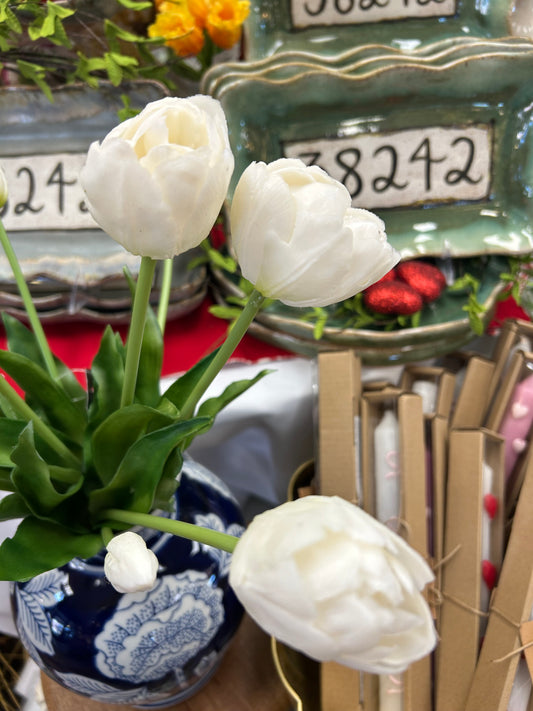 10.5" White Real Touch Mini Tulip Stem
