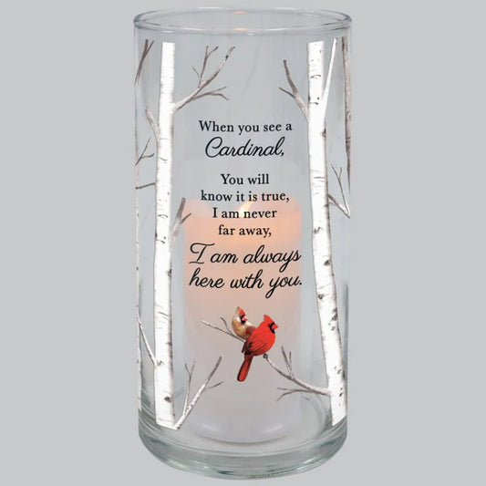 Condolence Glass Hurricane - Cardinal