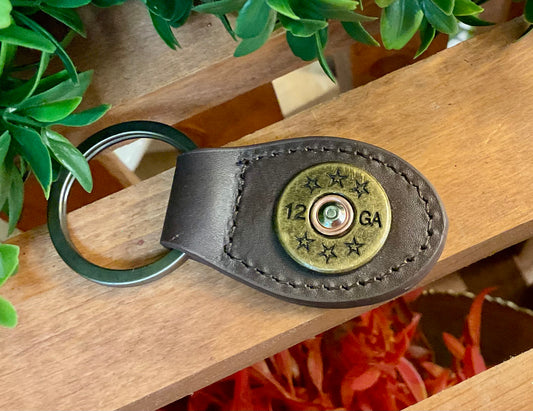 Leather Shotgun Shell Keychain