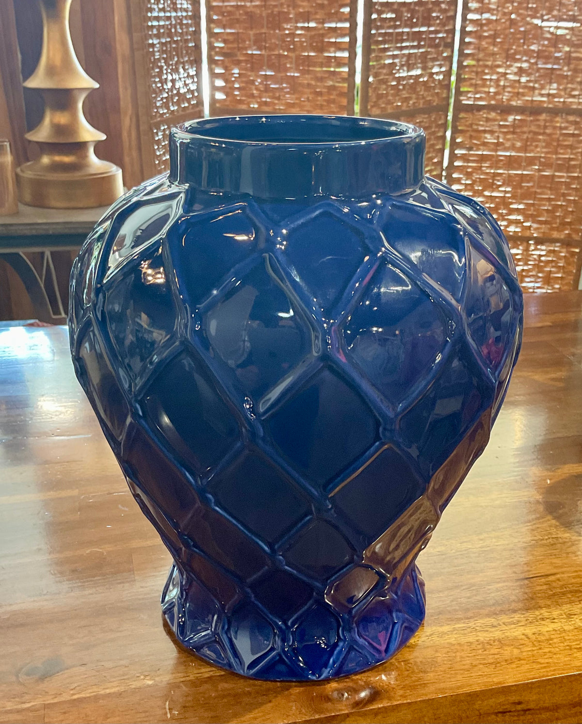 Navy Textured Vase