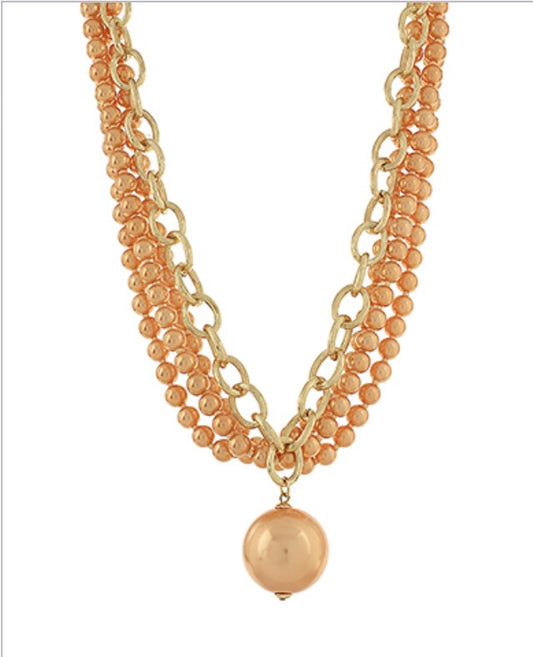 Champagne Pearl & Gold Layered Necklace
