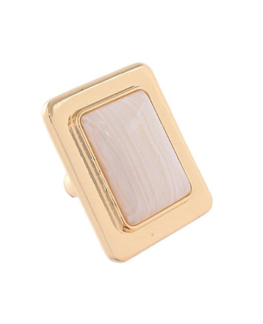 Ivory Rectangular Stone Ring