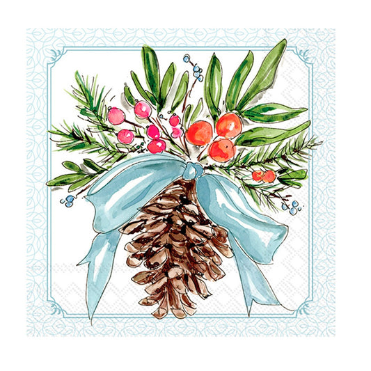 Pinecones and Ribbons Cocktail Napkins