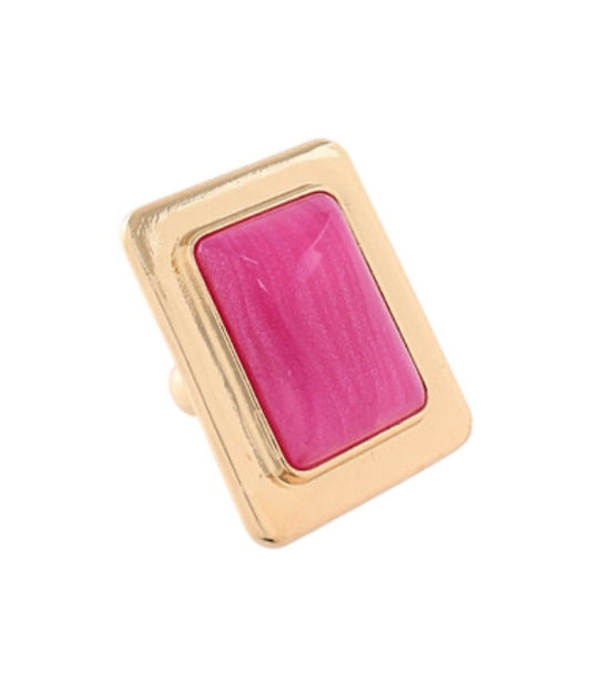 Hot Pink Rectangular Stone Ring