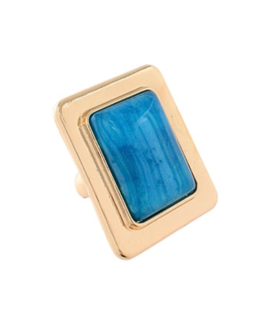Teal Rectangular Stone Ring
