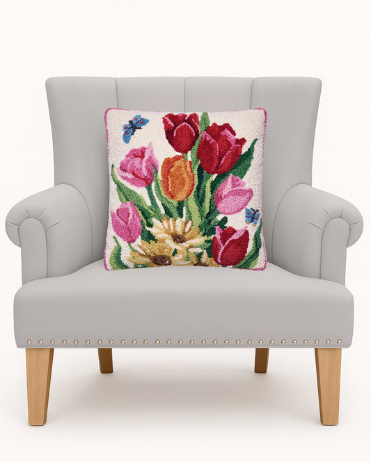 Springtime Tulips Hook Pillow