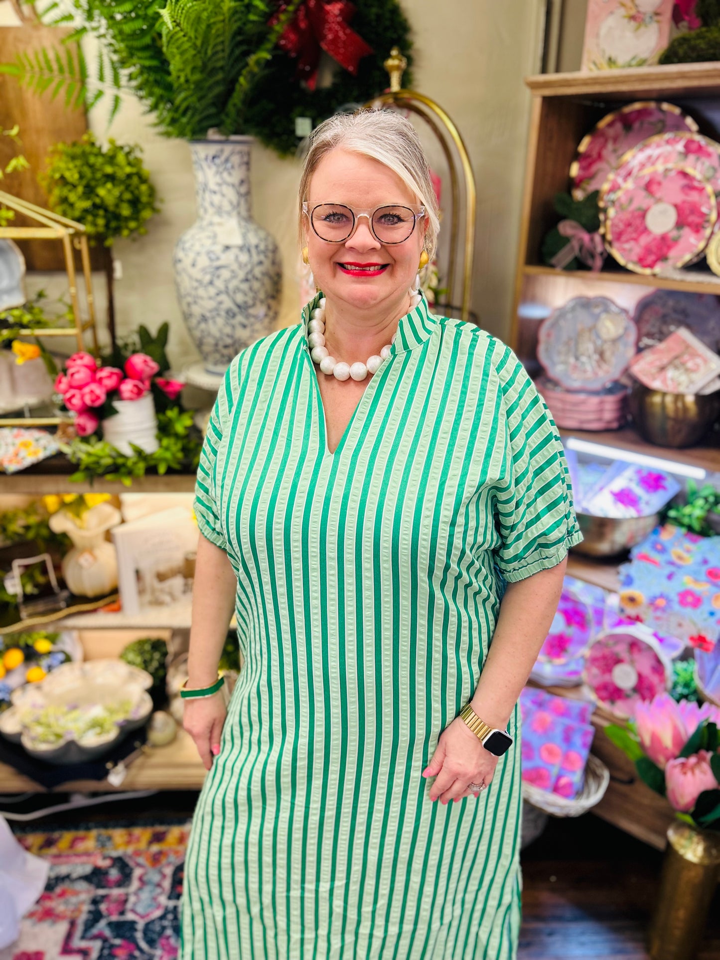 Philisia Green Stripe Dress