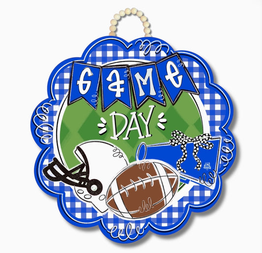 Blue & White Game Day Door Hanger
