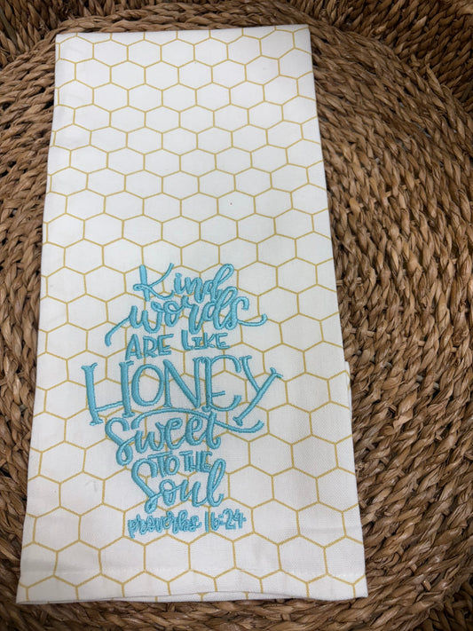 HONEYCOMB Kind Words are Sweet Like Honey Kitchen Towel