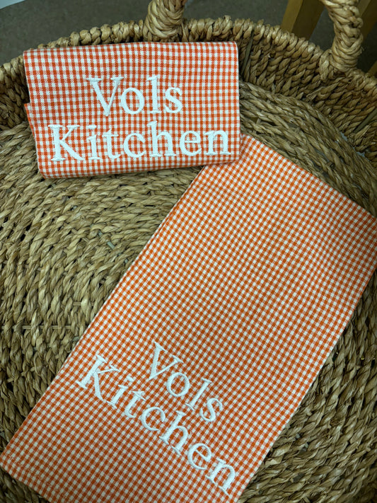 Orange Gingham Vols Kitchen Towel