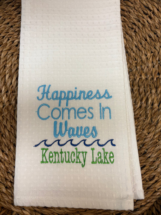 Happiness Comes in Waves KY Lake Kichen Towel
