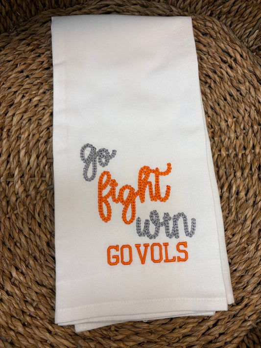 White Kitchen Towel Go Fight Win Go Vols