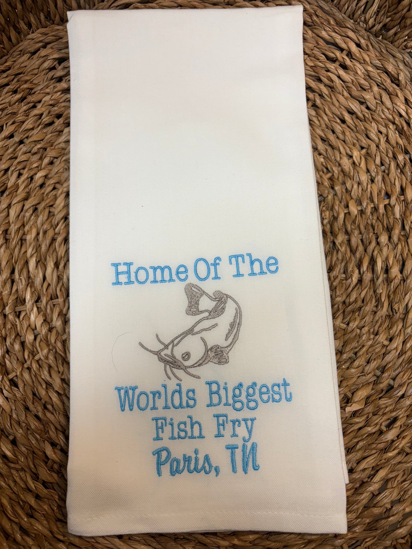 White Kitchen Towel World's Biggest Fish Fry