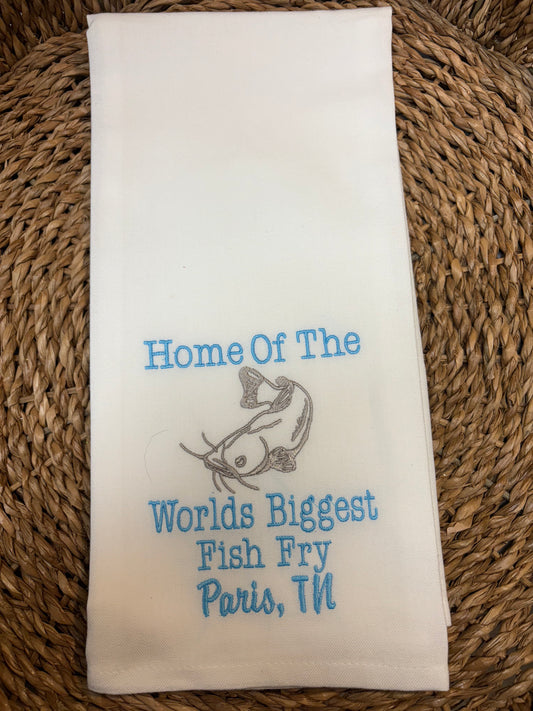 White Kitchen Towel World's Biggest Fish Fry
