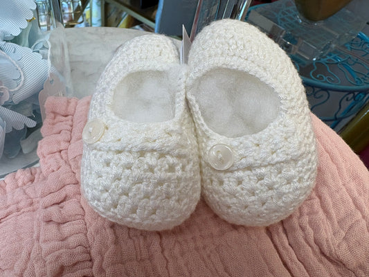 Crochet White Baby Booties