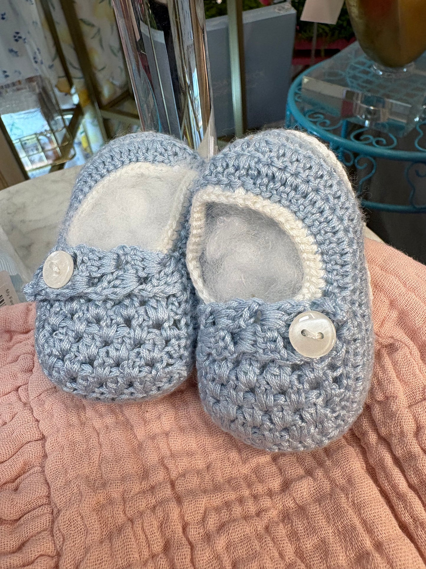 Crochet Blue Baby Booties