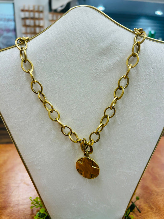 Gold Chain Link Lord's Prayer Necklace