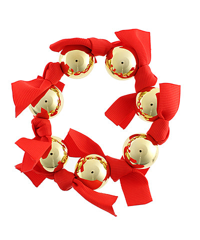 Fabulous Ribbon and Gold Ball Bracelet-Red