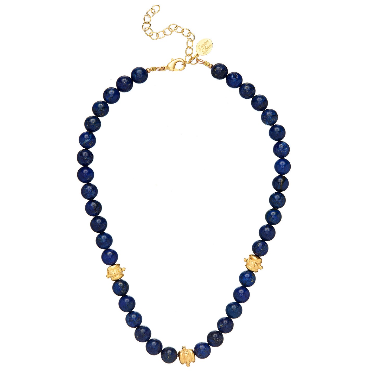Lapis and Gold Bead Choker Necklace 3905G