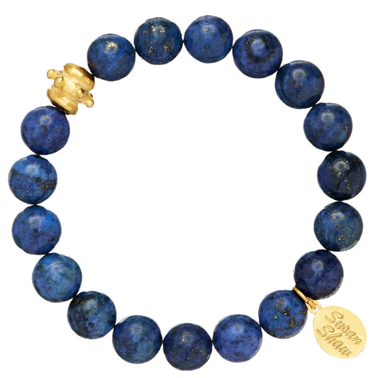 Blue Lapis and Gold Bead Stretch Bracelet 2905G