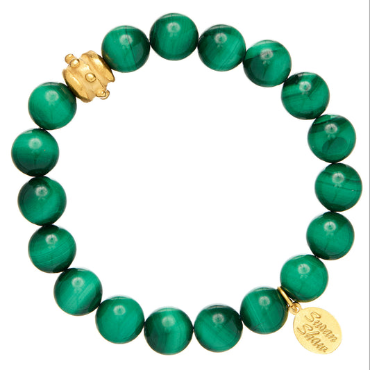 Malachite and Gold Bead Stretch Bracelet 2092G