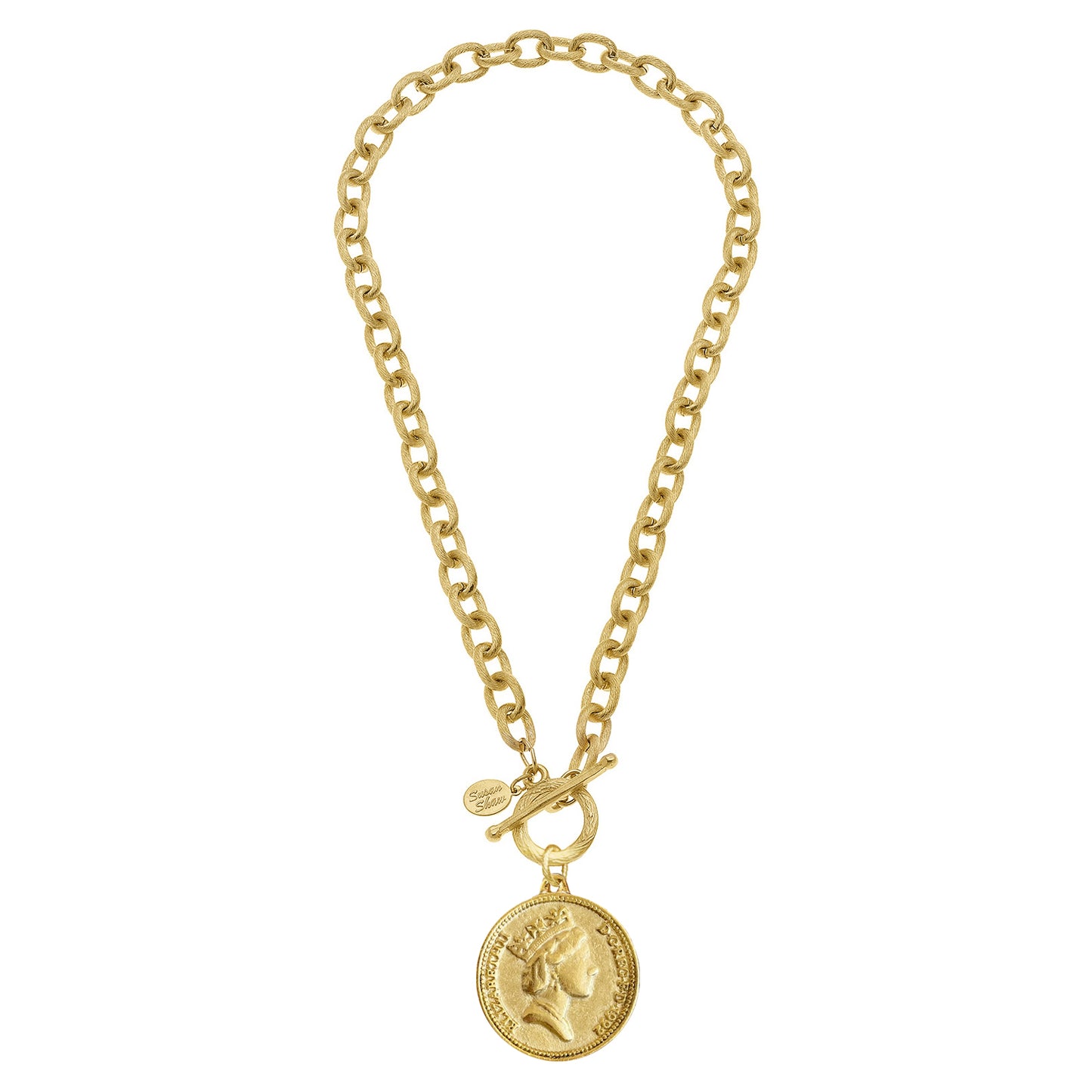 Gold Queen Elizabeth Coin Toggle Necklace 3611GQ