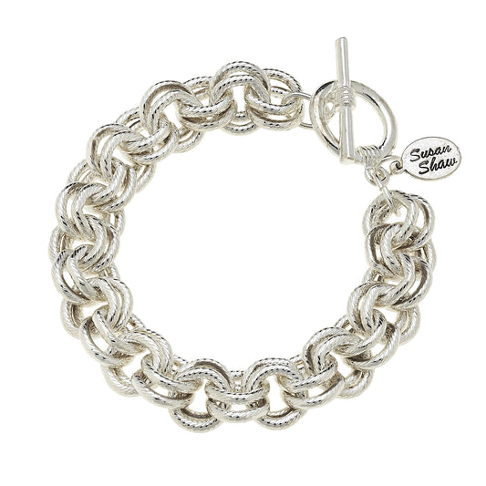 Silver Double Loop Chain Bracelet 2495S