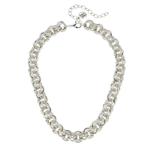 Silver Double Loop Chain Necklace 3495S