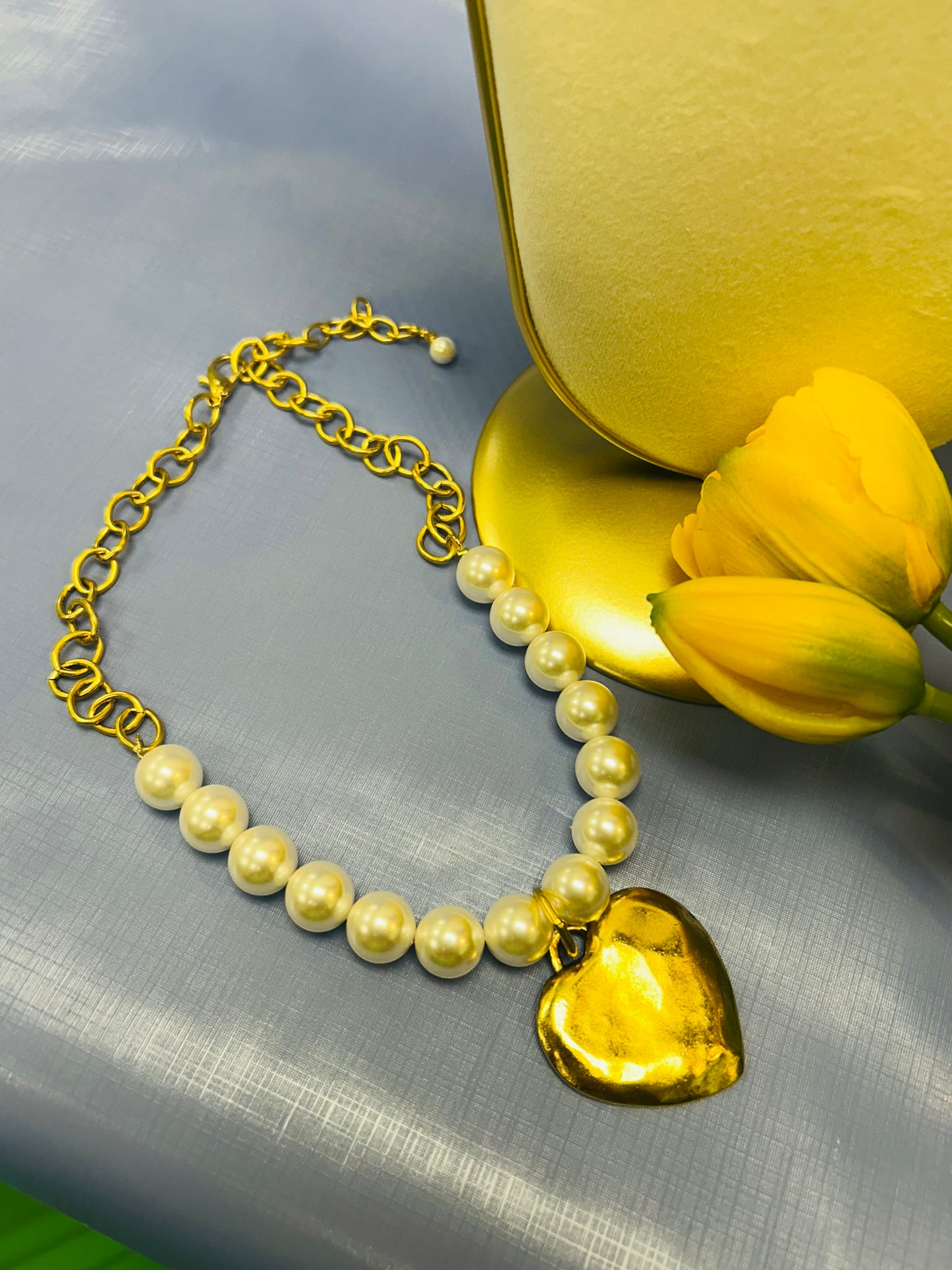 Freshwater Pearl Necklace with Heart Pendant